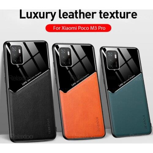 Leather Texure Pixleglass Car Magnetic Holder Case For Pocophone Poco m3 pro m 3 m3pro Soft Silicone Bumper Shockproof Coques