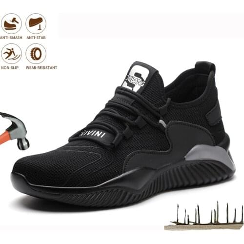 Lightweight Breathable Men Safety Work Shoes Steel Toe Cap Anti-piercing Boots Indestructible Anti-smashing Protection Sneakers