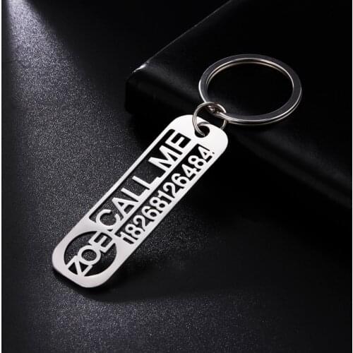 Lemegeton Custom Keychain For Car Personalized Name Date Logo Stainless Steel Key Chain Customized Anti-lost Keyring Gifts