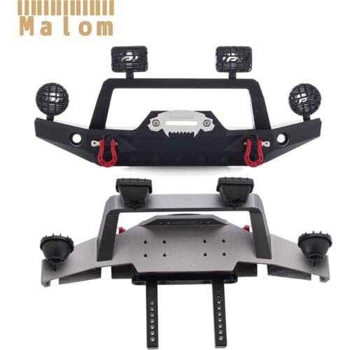 Metal Front Bumper Kit with LED Light Winch Base for 1/10 RC Crawler Car Traxxas TRX4 Sport 82024-4 Upgrade Parts