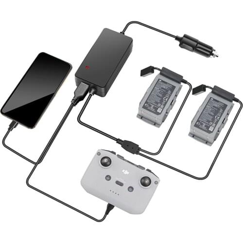 Multifunction 4 in 1 Car Charger for DJI Mavic Air 2 Batteries & Remote Controller & Smartphone