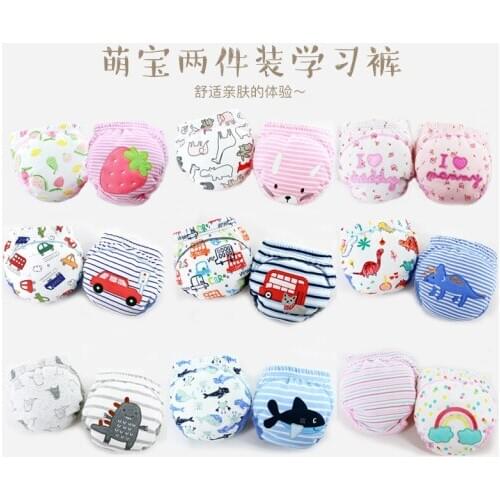 Momscare new baby diaper pants training pants diaper pockets learning pants breathable bread pants 2 pieces