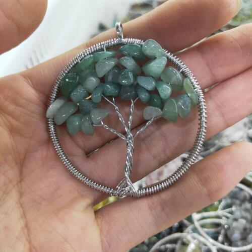 Natural stone 30mm Mix Quartz Crystal lapis 7 Chakra Reiki Healing Tree of Life Pendant for diy Jewelry making necklace