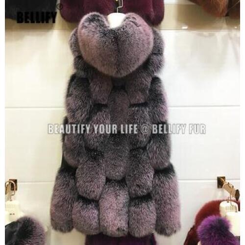 Natural Real Fox Fur Vest Natural Fur Coat For Jacket female coats Vest long Fur Coats Real Fur Coat down jacket female winter