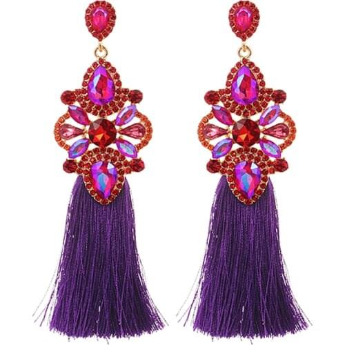 ZHINI New Fashion 6 Colors Long Earrings for Women Boho Luxury Charming Zircon Crystal Handmade Statement Earring Jewelry Gift