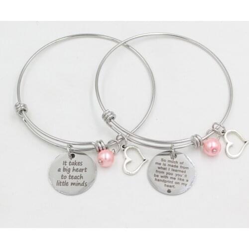 Wholesale 10PCS New Arrival Fashion Womens Bangle Bracelets Heart Charms Bracelets Teachers Gift Jewelry 2021 Pulsera