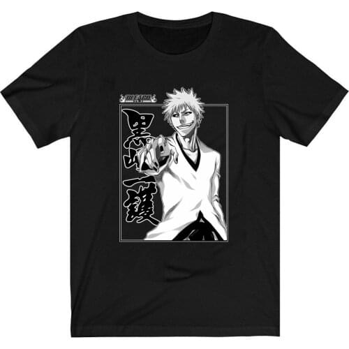 Bleach Anime T-Shirt Men Cotton T Shirt Anime Ichigo Kurosuki Clothes Anime Tops Tees