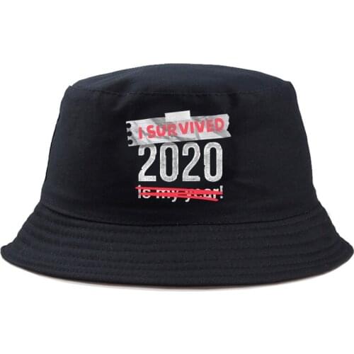 Fisherman Hat I Survived 2020 Casual Hip Hop Bucket Hat Apparel Reversible Headwear Panama For Man Women Solid Harajuku New Tide