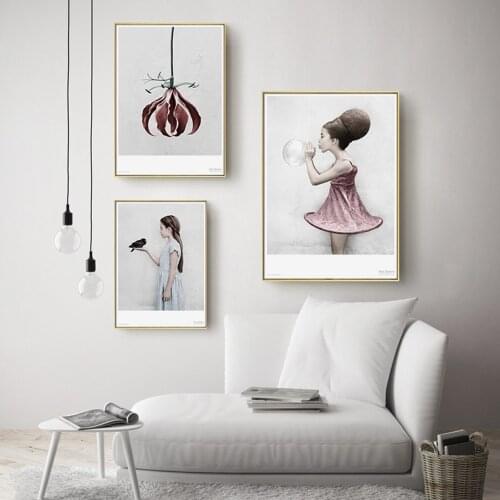 Personalized Girl And Rose Prints Minimalist Painting Nursery Picture Home Boys Room Wall Decor Picture