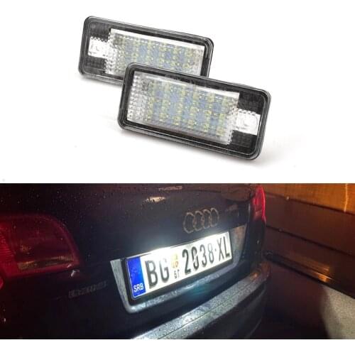 2Pcs License Plate Lights For Audi A3 S3 A4 S4 B6 A6 S6 A8 S8 Q7 LED Light For Car Signal light License Number Plate Light Lamp