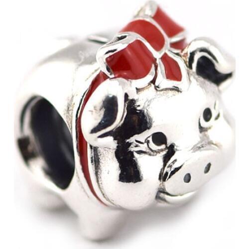 Authentic 925 Sterling Silver Lucky Pig, Piggy Bank Charms Beads Fits Original Bracelets Women DIY Jewelry Making Berloques