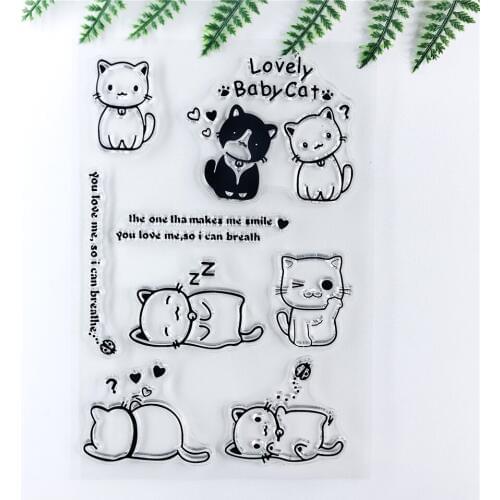 11*16 Couple Cat Transparent Clear Stamps Seal For Scrapbooking/Rubber Stamp Sentiment Bullet Journal Photo Album Card Making