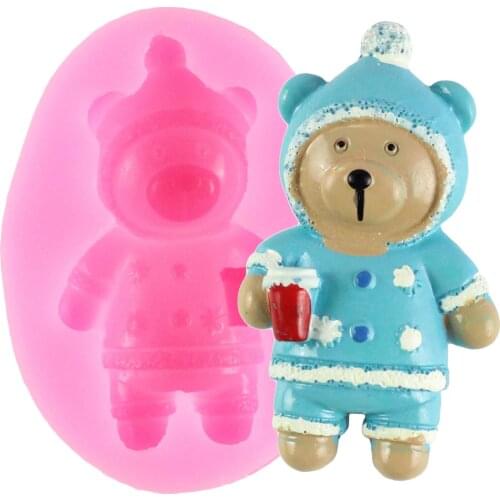 Cartoon Bear Silicone Molds Baby Birthday Candy Clay Fondant Cake Decorating Tools DIY Chocolate Gumpaste Candy Resin Moulds