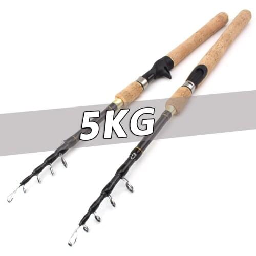 2.1m 2.4m 2.7m 3.0m 3.6m Spinning Fishing Rod Travel Hard Telescopic Carbon Fiber Travel pole wooden handle Lure Weight 10-100g