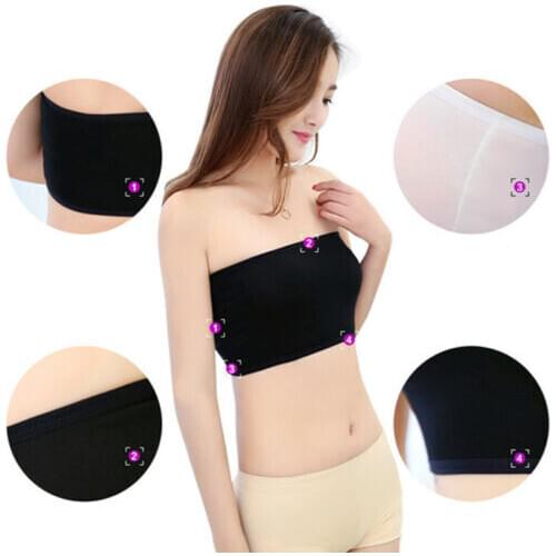 Casual Ladies Strapless Padded Bandeau Basic Crop Tops Bra Lace strapless Wrap Chest Women Soft Stretchy Tube Top
