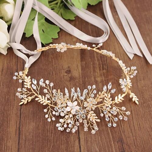 Handmade Gorgeous Golden Rhinestone Belt Alloy Flower Wedding Belt Clear Crystal Bridal Belt Jewelry Belt for Evening Dress