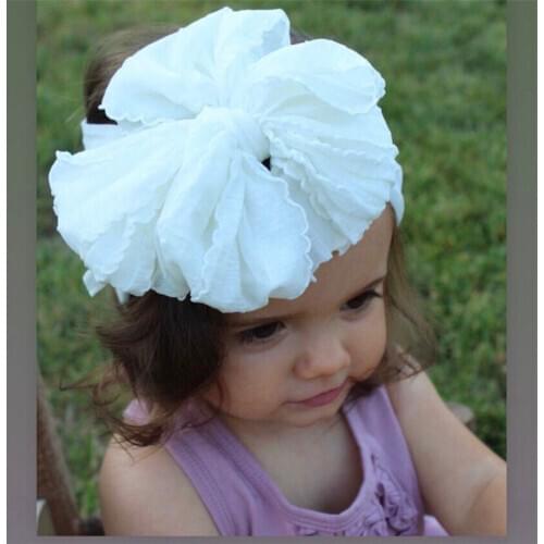 2020 Spring Baby Lace Bows Big Bowknot Solid Color Newborn Headbands Infant Girls Hairbows Party Baby Hair Accessories