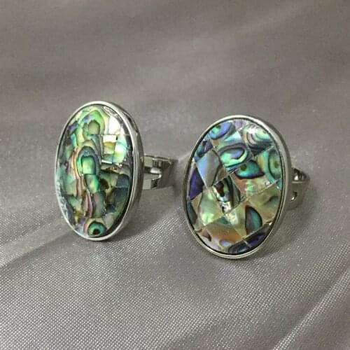 Vintage Adjustable Rings Natural Mother of Pearl Shell Unisex Abalone Shell Finger Ring Open Cuff Full Mid Rings Party Women Men