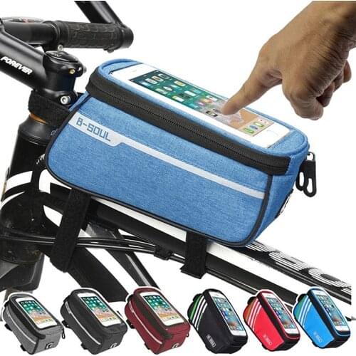 Waterproof Bicycle Bags Cyling Cell Mobile Phone Bag Case 5.5in 6in Bike Bag Frame Front Tube Bags Panniers Bike Accessories