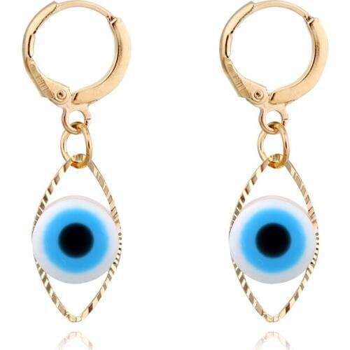 Dayoff Europe Geometric Eye Hoop Earrrings for Womens Women Jewelry Punk Gold Color Small Endless Earrings E405