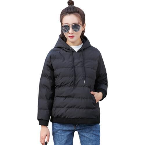 Winter Coat Women Hooded Pullover Cotton Jacket Fashion Casual Warm Thicken Short Jacket Female Korean Overcoat Womens Outwear
