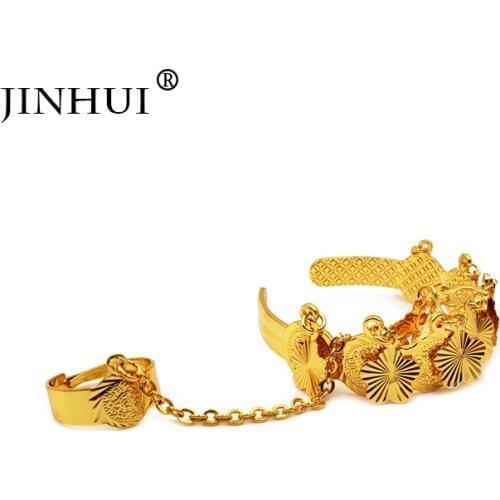 Jin Hui Gold color bangle for baby Girls Dubai Jewelry Bracelet ring,boys Children African gifts Birthday present 1pieces