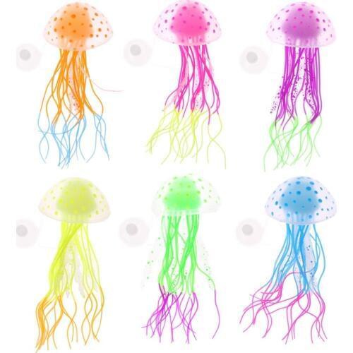 1Pc Aquarium Fluorescent Jellyfish Fish Tank Decoration Authentic Simulation Trumpet Goldfish Decor