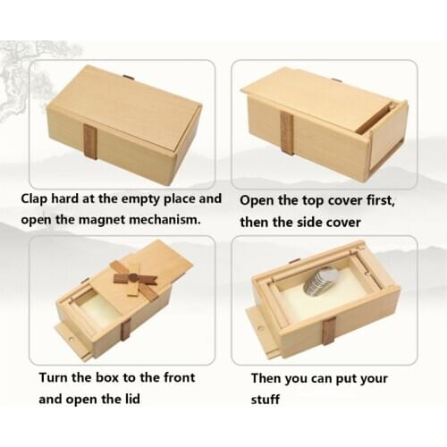 1PC Novelty Puzzle Gift Case Box with Secret Compartments Wooden Money Box to Challenge Puzzles Brain Teasers for Adults