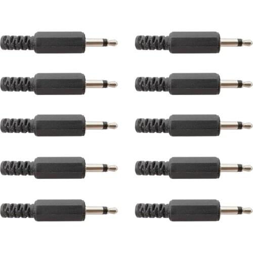 10PCS 3.5mm Male Mono Plug Jack Single Channel DIY Audio 3.5 mm Headphone Solder Cable Extension Connector Adapter