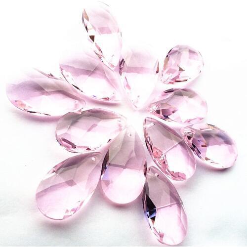 10pcs/lot 38*21mm Pink Angels tears Faceted crystal Chandelier prisms, chandelier crystal Glass Suncatcher (+Free rings)