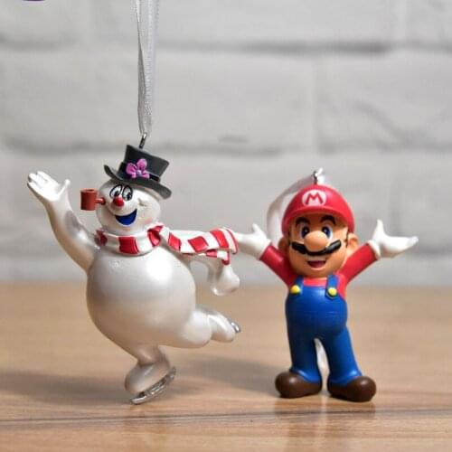 2Pieces 7cm Mario Snowman Christmas Decoration pendant Christmas gift doll children Gift Festival gift