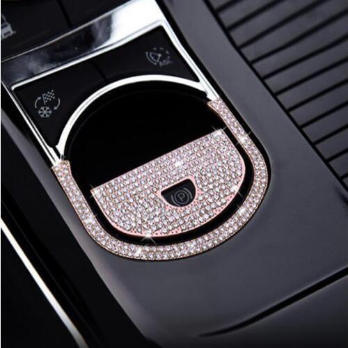 2PCS Rhinestone/Aluminum Alloy Car Interior Electronic Hand Brake Cover Trims For Jaguar XJ XJL XF Car Styling Auto Accessories