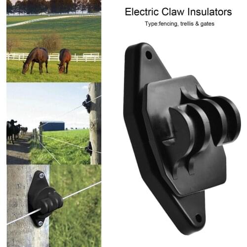 25pcs Black Electric Fence Wood Post Claw Insulators Nail On Insulator For Hi-Tensile Horse Cattle Animal Electric Fence