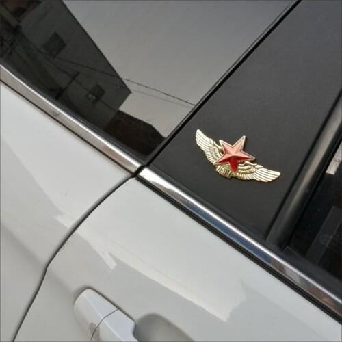 1 Pcs 3D Metal Pentagram Wing Car Stickers Ear Tailgate Window Emblem Side Badge Tuning Motorcycle Auto Car Accessories