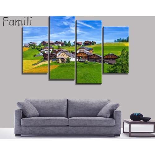 4Panel Beautiful landscape In Italy Modern For Home Decor Paintings on Canvas Wall Art for Home Decorations Wall Decor Artwork