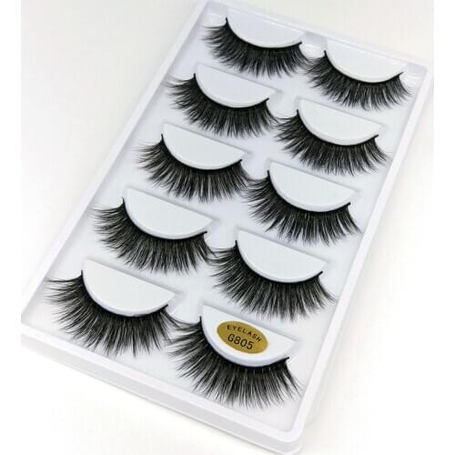 5 pairs of 3D artificial mink soft false eyelashes fluffy long thick eyelashes handmade soft eyelash makeup extension tool