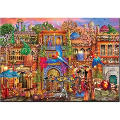 5d diamond embroidery arabian street diamond painting complete full square/ROUND drill,mosaic diamond fish animals wall art,N956