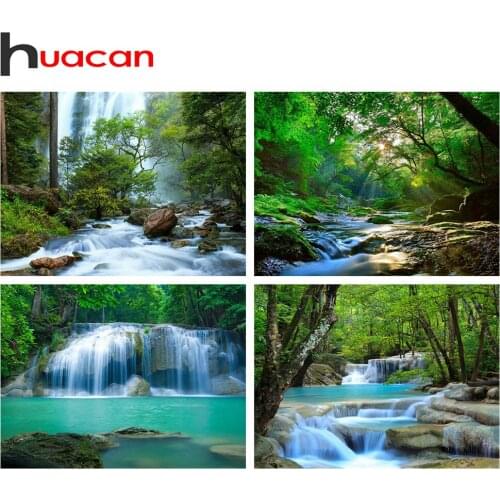 Huacan 5D Diamond Painting Full Square Waterfall Diamond Embroidery Mosaic Landscape Modular Pictures Home Decoration