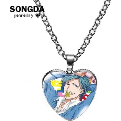 SONGDA Hot-Sale Yarichin Bu Club Necklace Individual Art Pattern Glass Surface Dome Heart Necklaces Pendant Gift for Fans Lovers