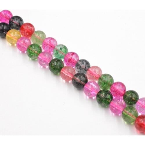 Natural Stone Tourmaline Crystal Quartz Beads 4-12mm Loose Beads for Jewelry Making Charm Accessories DIY Fashion Free Shipping