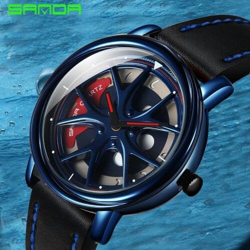 Men Car Rim Hub Rotating Dial Watch Car Wrist Watch Leather Custom not Printing Wheel Rim Hub Watches Man Relogio Masculino