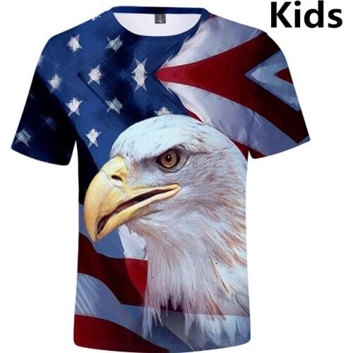 3 to 14 years kids t shirt USA Flag Eagle 3d t-shirt boys girls Australia EU Canada Brazil Nation Flag tshirt Children clothes