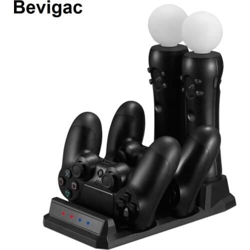 Bevigac 4 in 1 Dual Charging Station Charger Stand Holder Base For PlayStation Play Station PS4 Dualshock 4 Move VR Controller