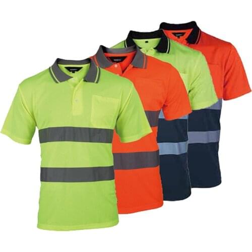 Two Tone Work Shirt Reflective Safety Shirt Clothing Quick Drying Short Sleeve T-Shirt Protective Cloth for Construction Worker