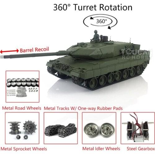 Heng Long 1/16 TK7.0 3889 RC Remote Control Tank Panzer Leopard2A6 Car Chassis Barrel Recoil Metal Track Rubber TH19273-SMT4