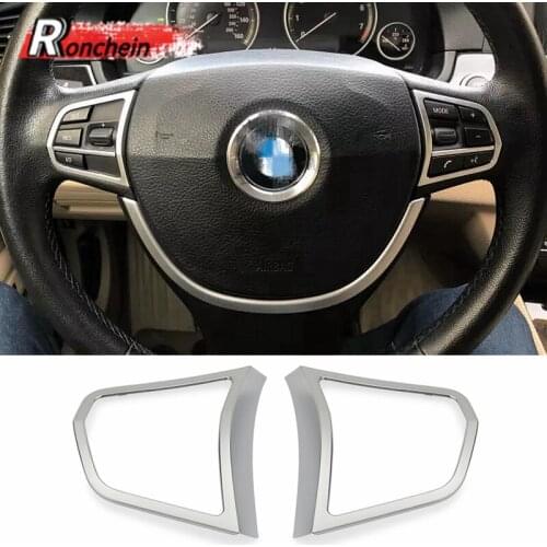 RONCHEIN Car Chrome Steering Wheel Trim Cover Stickers for BMW 5 Series 520i 525i 2011-2017 F10 F11 Frame Decor Strip Interior