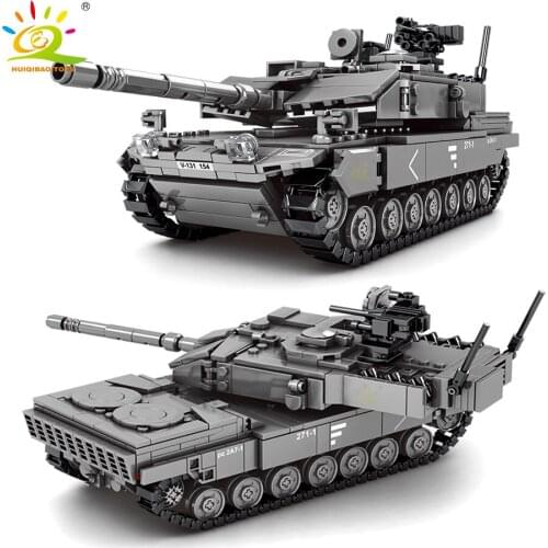 HUIQIBAO TOYS 898PCS Military 2A7 Main Battle Tank Building Block For Children Army Weapon Bricks Set with 4 Soldier Kids Gift