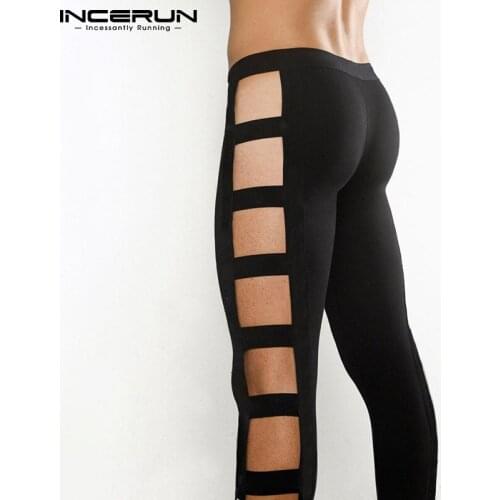 INCERUN New Men Fashionable Sports Pantalones Stretch Joggers Cut-out Casual Streetwear Trousers Elastic Taped Tracksuit S-5XL