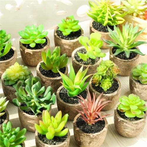 4Sets Potted Artificicial Succulents Plants for Home Garden Decoration DIY Creative Accessories Fake Plants