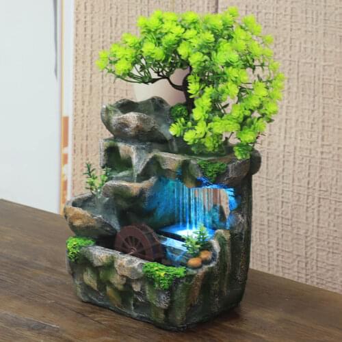 Exquisite Waterfall Fountain Landscape Model Desktop Fountain Without Atomizer Can Plant Succulents For Home Decoration